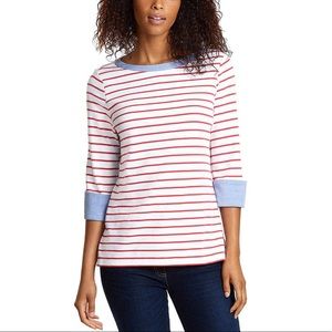NWT Nautica 3/4 Cuffed Sleeve Striped Top